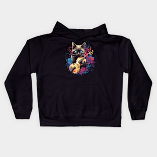 Tonkinese Cat Playing Violin Kids Hoodie